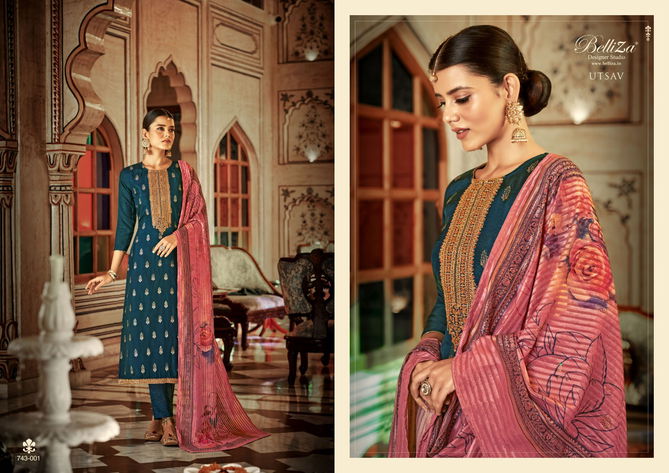 Utsav By Belliza Designer Jacquard Dress Material Catalog